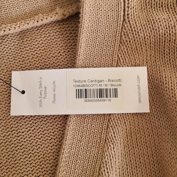 NWT Amour Vert Texture Cotton Cardigan Biscotti size M - Picture 3 of 11